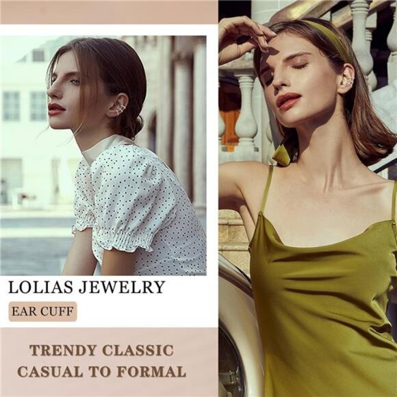 𝐄𝐚𝐫 𝐂𝐮𝐟𝐟 𝐄𝐚𝐫𝐫𝐢𝐧𝐠𝐬 for Women Non Piercing Gold Ear Cuffs 𝟏𝟒𝐊 - Picture 3 of 7